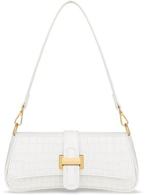 〽️ Women's White Vegan Leather Small Hobo Mini Clutch Purses Crossbody Bag